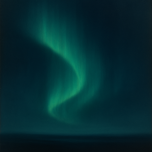 Aurora Borealis Veil in Deep Midnight Indigo No. 25 Oil Painting 100% Hand Painted Oil on Belgian Linen Canvas, Original Fine Art Wall Decor