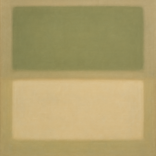 Sage Olive & Pale Sandstone Minimalist Harmony No. 5 Oil Painting - View 1
