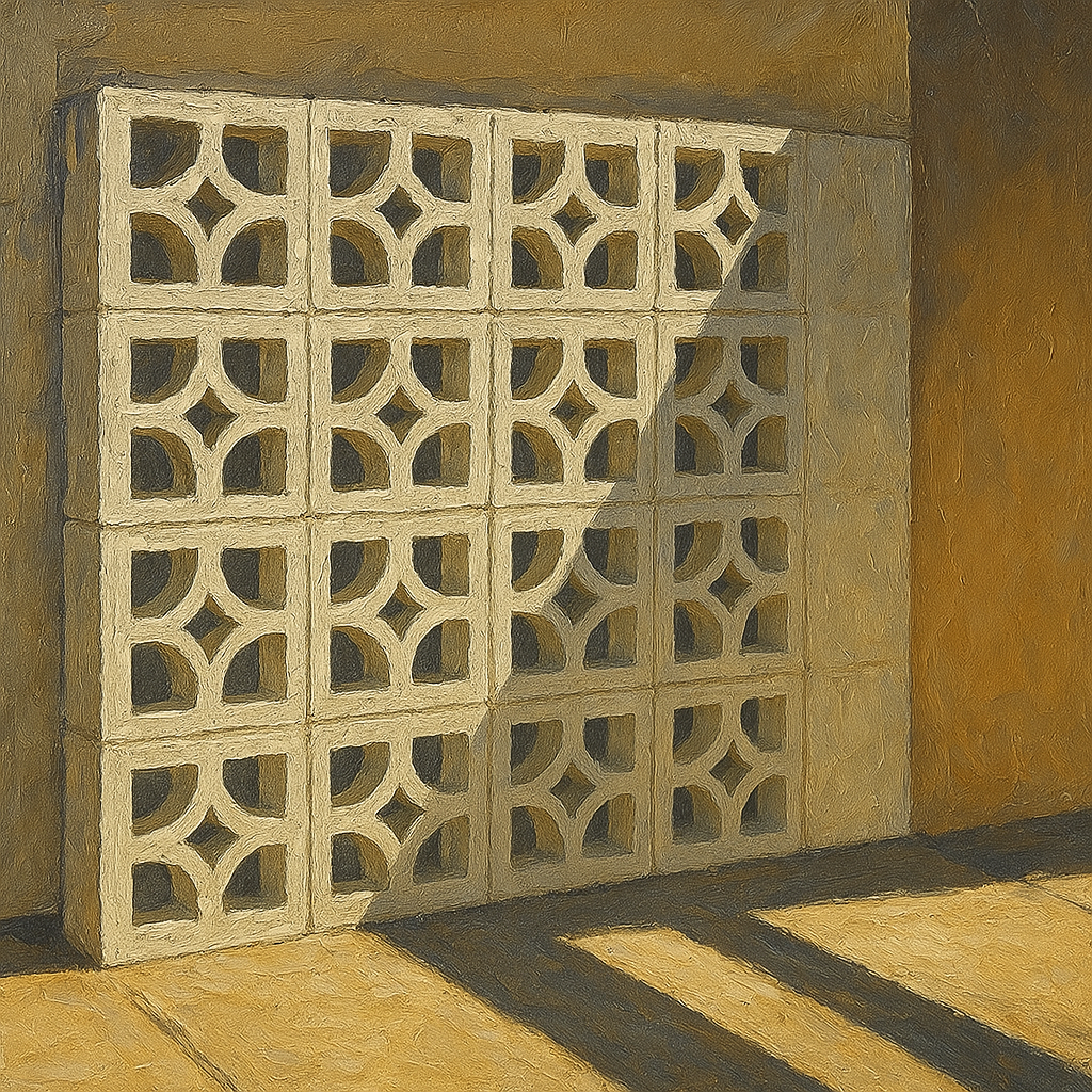 Desert Modern Breeze Block Shadow No. 2 Oil Painting - 100% Hand-Painted Master Oil Painting