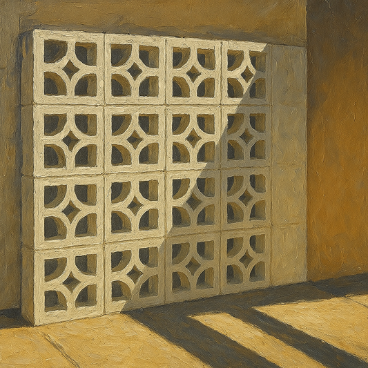 Desert Modern Breeze Block Shadow No. 2 Oil Painting - 100% Hand-Painted Master Oil Painting