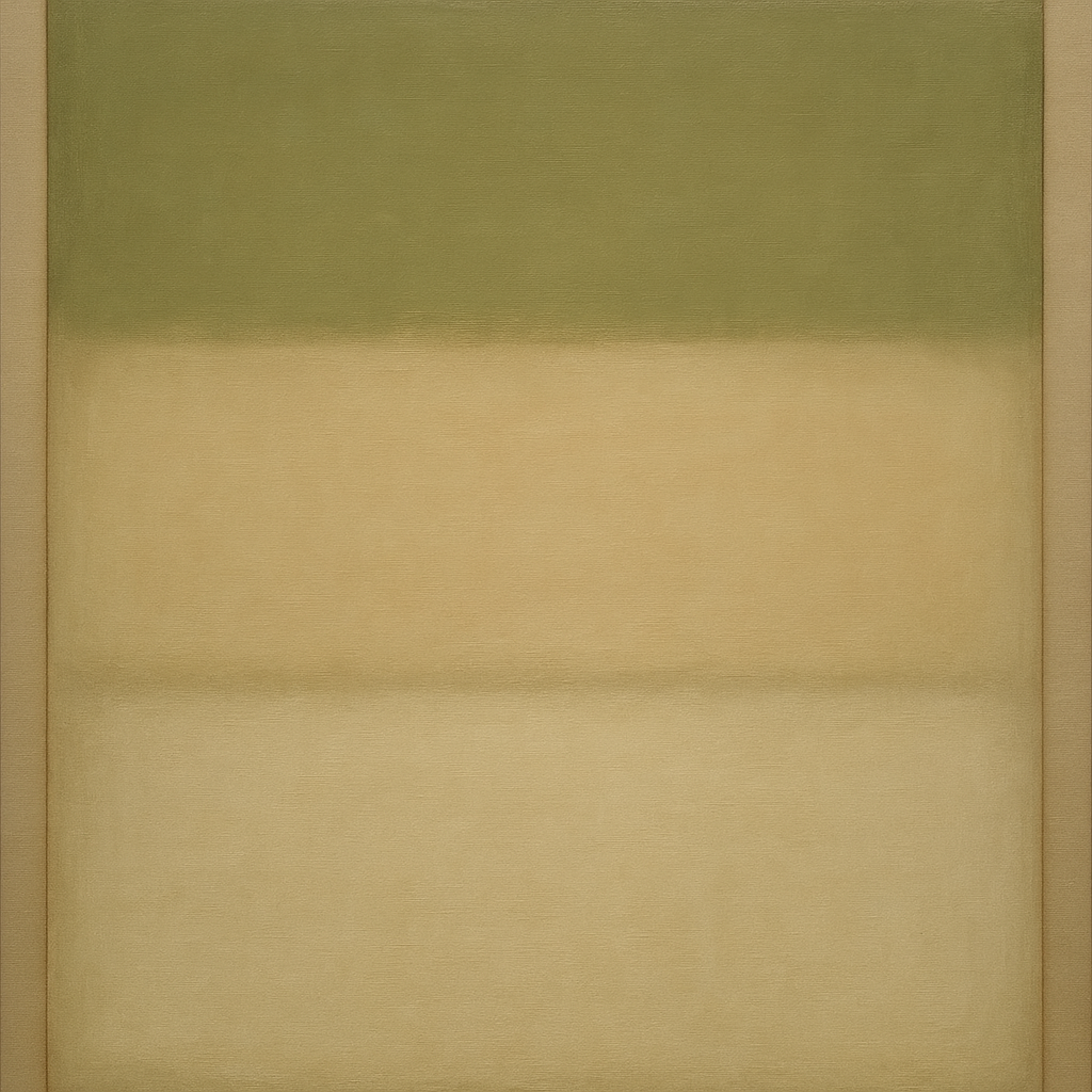 Sage Olive & Pale Sandstone Minimalist Harmony No. 13 Oil Painting - View 1