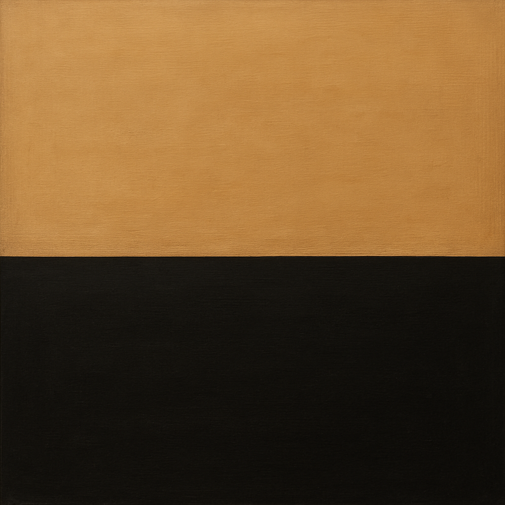 Onyx & Warm Biscuit Horizon No. 9 - Modern Fine Art Oil Painting - View 1