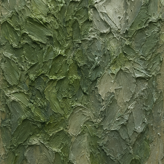 Verdant Moss Strata Heavy Impasto Oil Painting - 100% Hand-Painted Master Oil Painting
