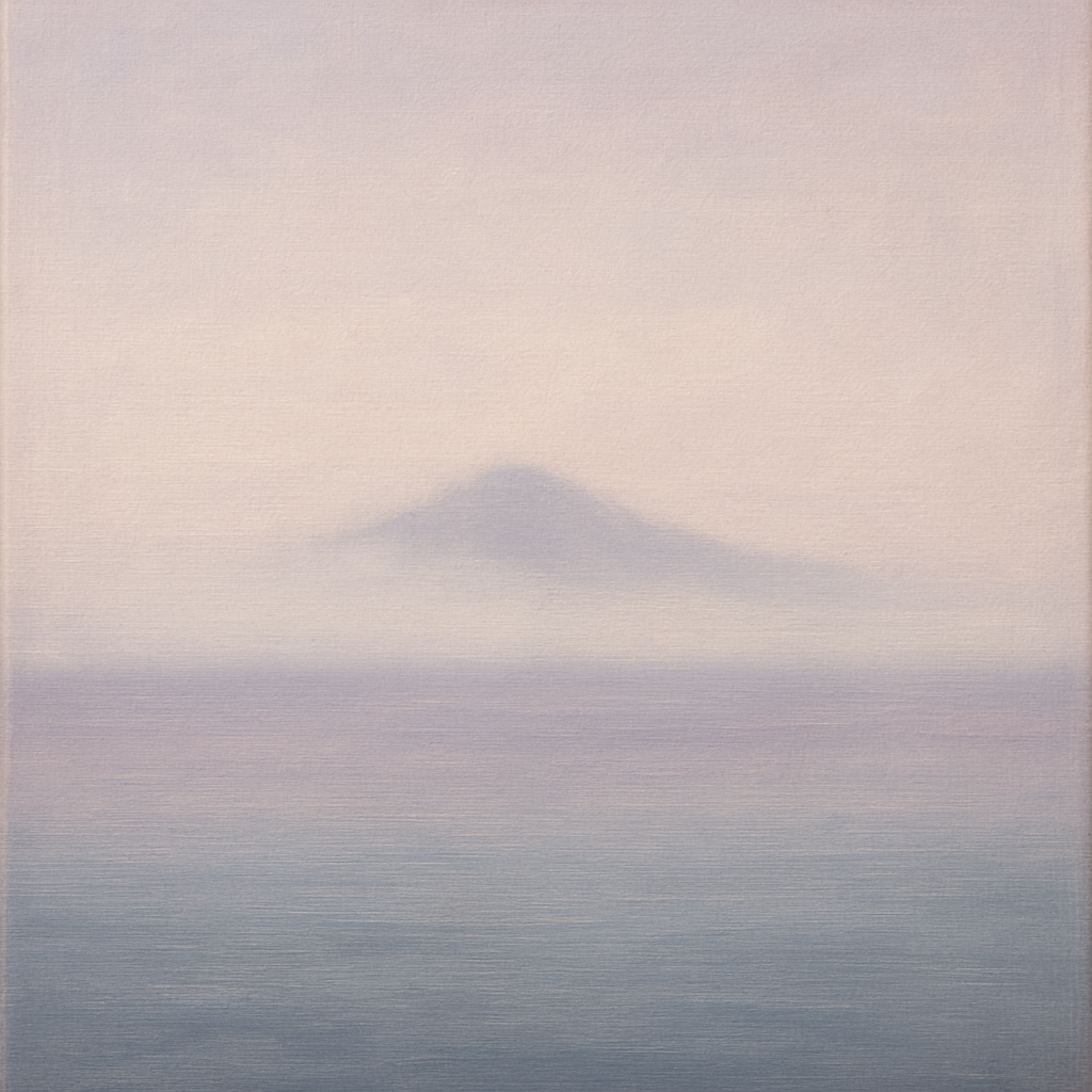 Misty Fjord & Low Clouds No. 7 - Modern Fine Art Oil Painting - View 1