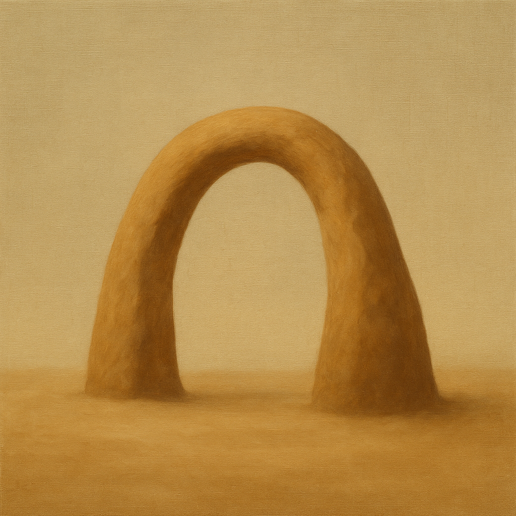 Warm Beige Travertine Arch No. 1 - Modern Fine Art Oil Painting - View 1