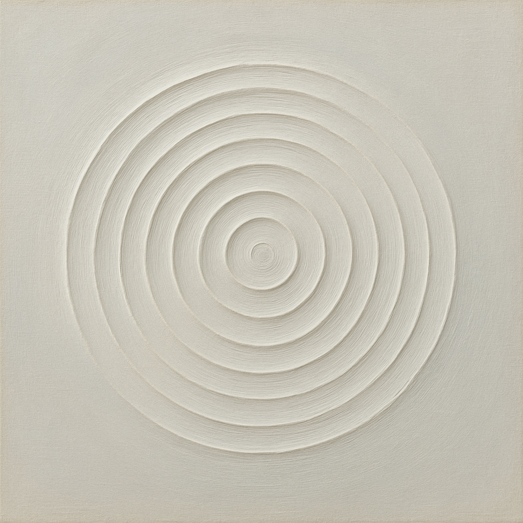 Concentric Zen Circles in Ivory No. 8 - Modern Fine Art Oil Painting - View 1