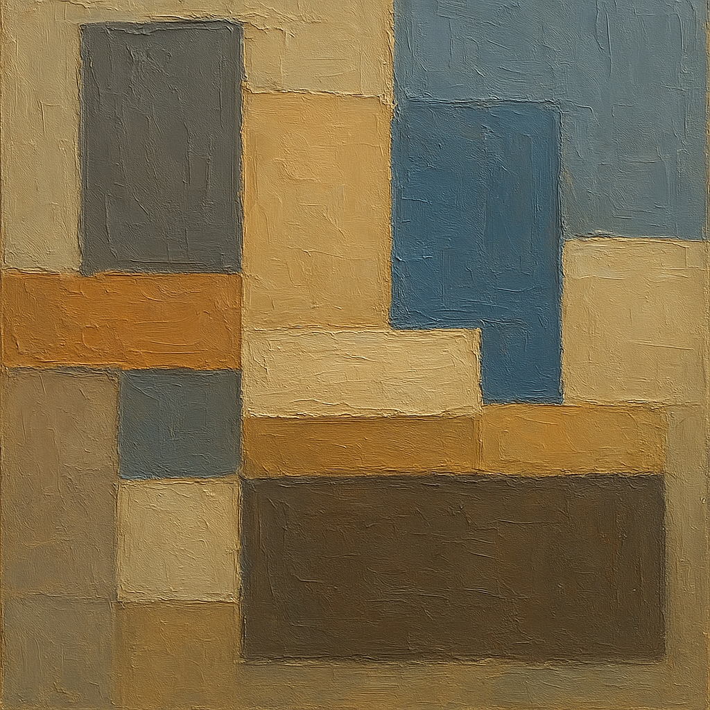 Architectonic Color Block Modern Abstract Oil Painting - View 1