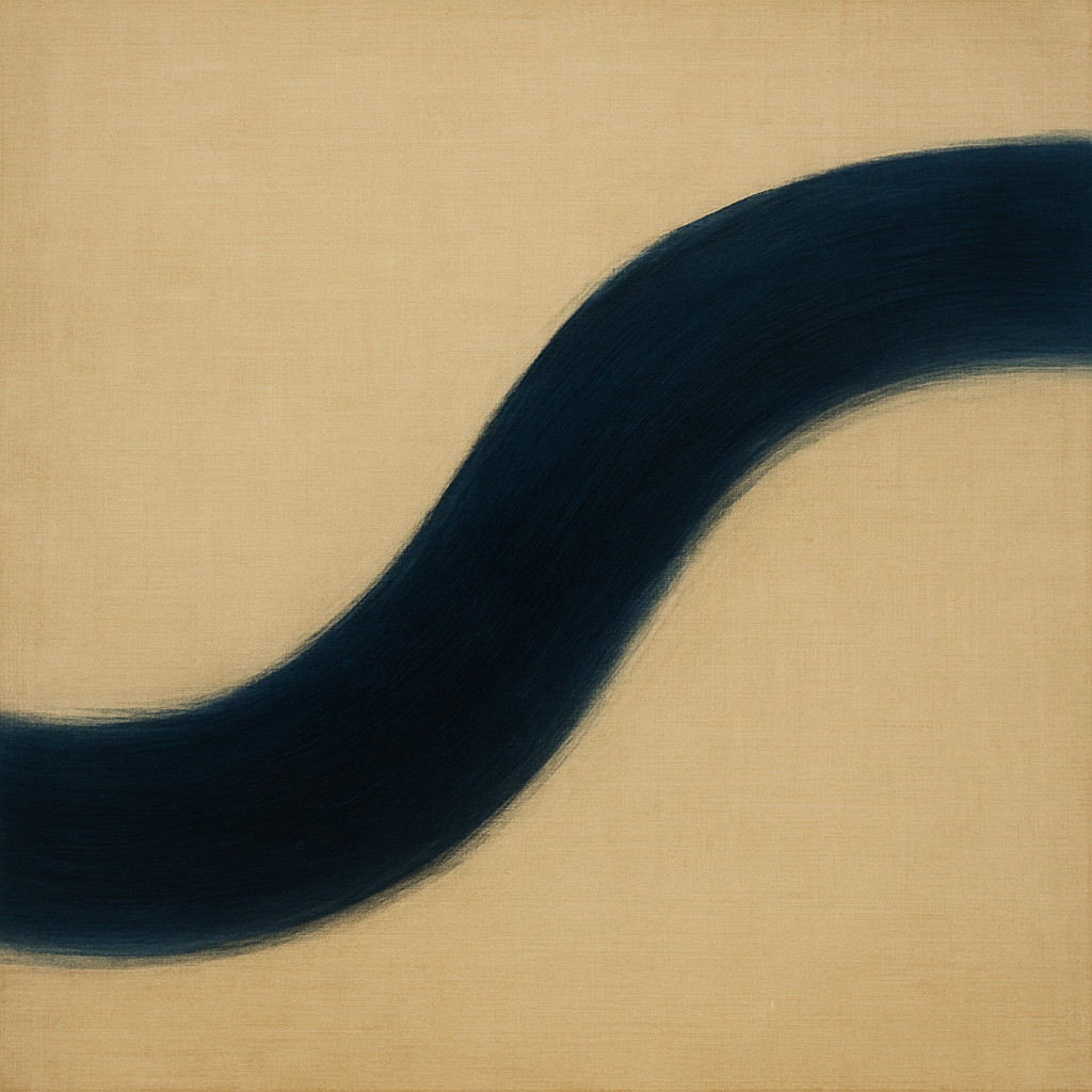 Navy Indigo & Warm Sand Sweep No. 2 - Modern Fine Art Oil Painting - View 1