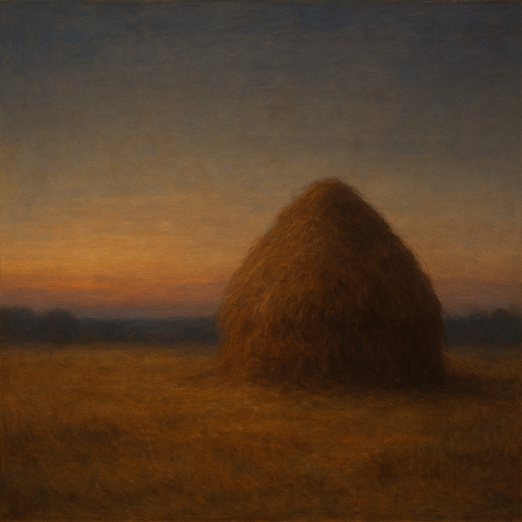 Dusk Horizon over Weathered Haystack No. 8 Oil Painting - View 1