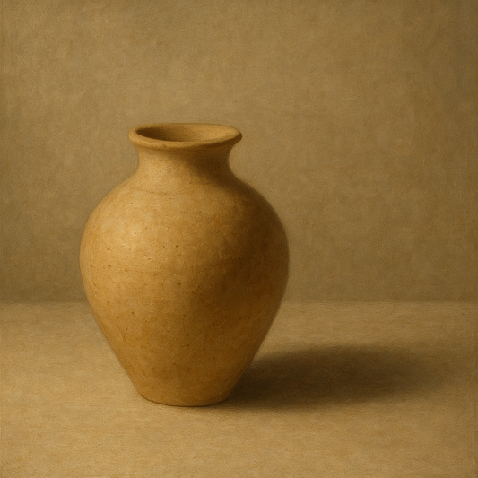 Organic Clay Vessel & Solitary Shadow No. 26 Oil Painting 100% Hand Painted Oil on Belgian Linen Canvas, Original Fine Art Wall Decor