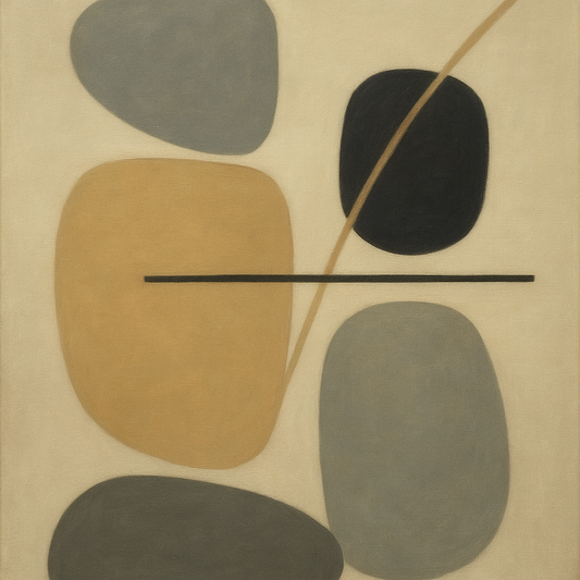 Organic Pebble Contours & Slanted Lines No. 22 Oil Painting 100% Hand Painted Oil on Belgian Linen Canvas, Original Fine Art Wall Decor