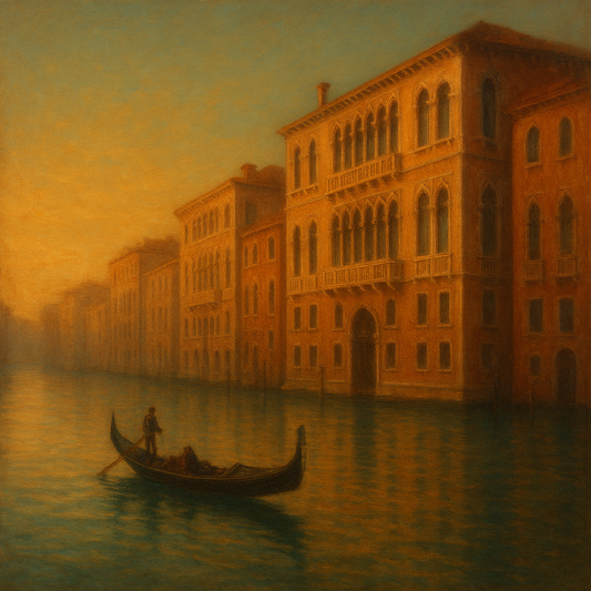 Venetian Canal Palaces at Golden Hour No. 23 Oil Painting - View 1