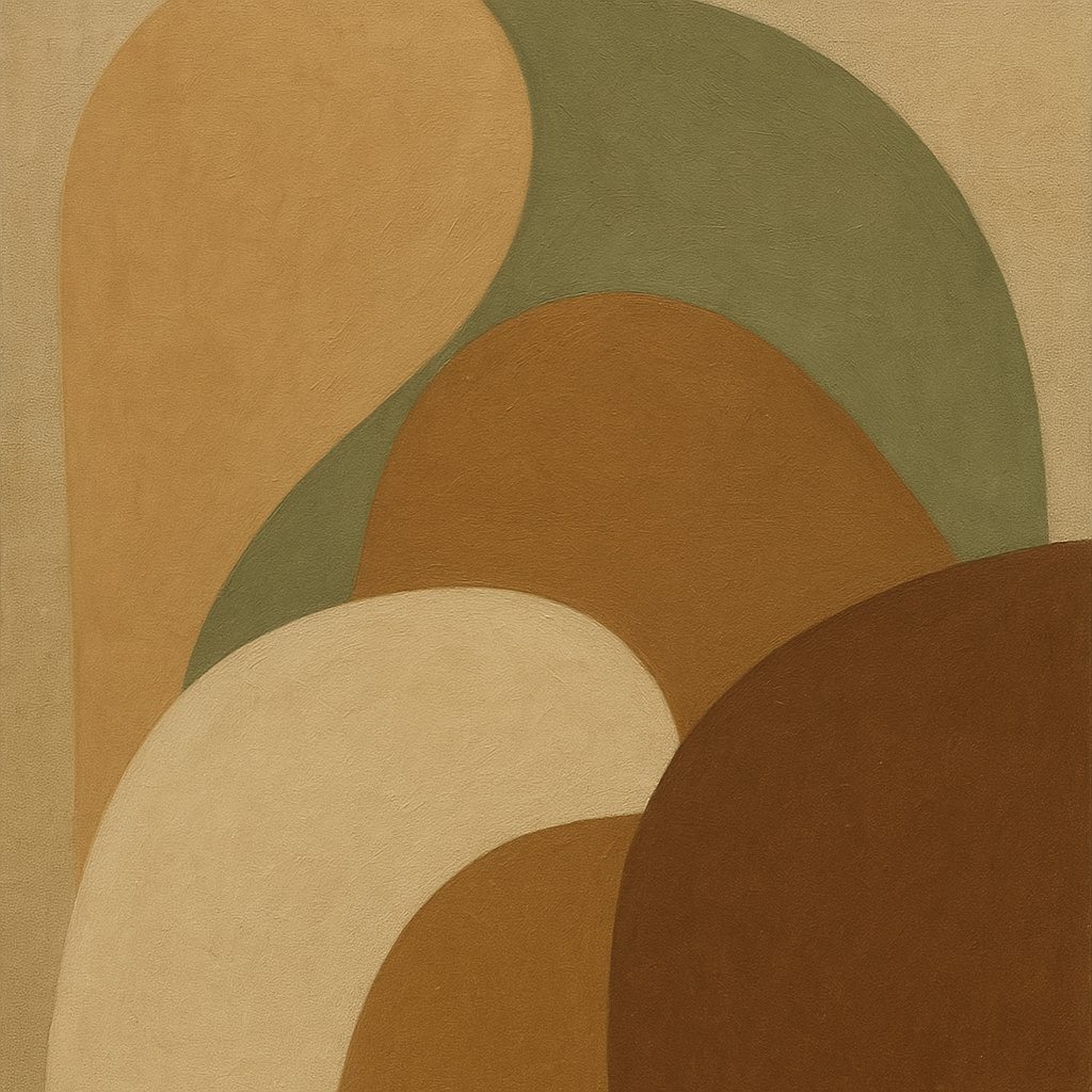 Organic Curved Shapes in Neutral Earth Pigments No. 14 Fine Art Oil Painting - View 1