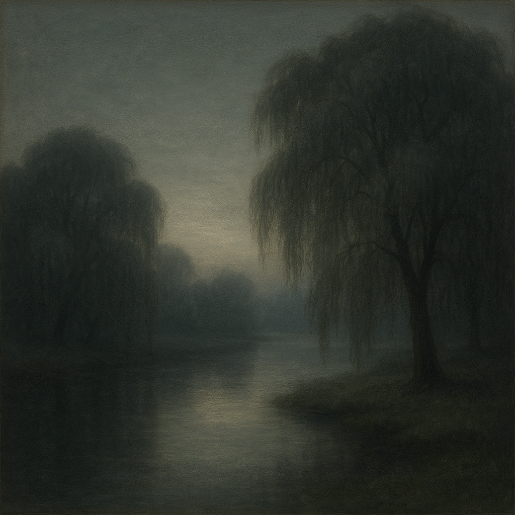 Tranquil Riverbank at Twilight Mist No. 6 Oil Painting - View 1