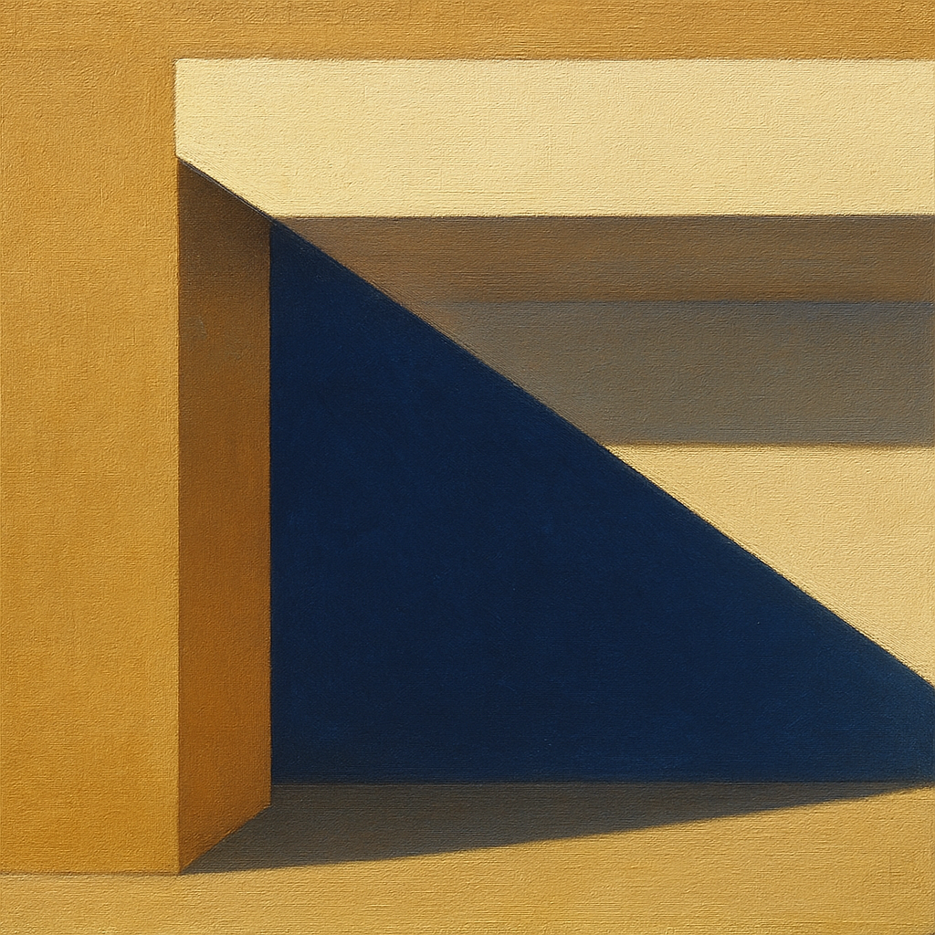 Sun & Shadow Architectural Facade Geometry No. 15 Fine Art Oil Painting - View 1