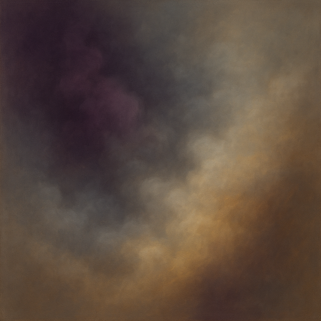 Gilded Plum & Soft Smoke Cloud Harmony No. 14 Oil Painting - View 1