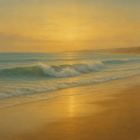 Gentle Breaking Waves & Wet Beach Reflection No. 6 Oil Painting 100% Hand Painted Oil on Belgian Linen Canvas, Original Fine Art Wall Decor
