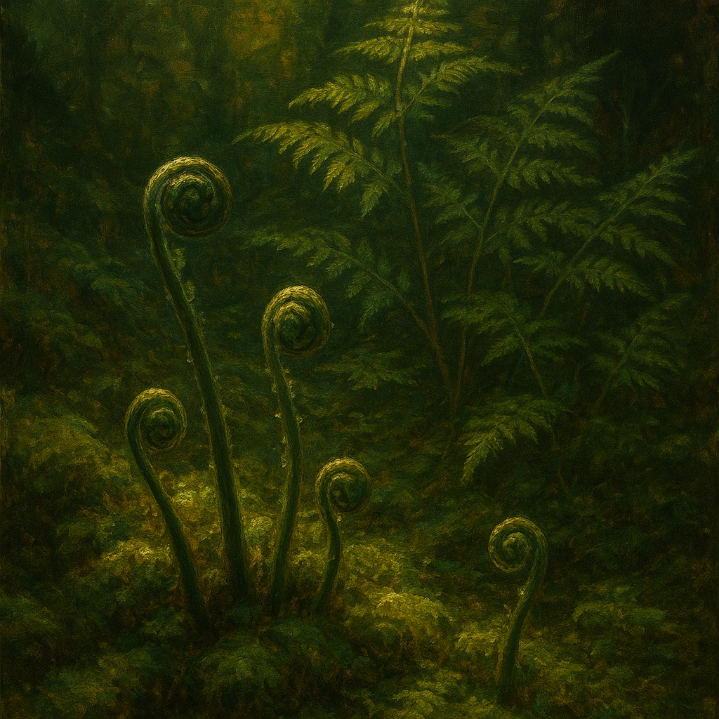 Forest Ferns & Mossy Woodland Herbarium No. 9 Fine Art Oil Painting - View 1