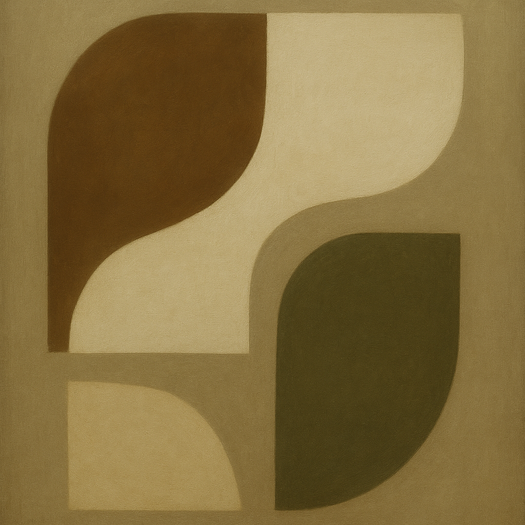 Minimalist Asymmetrical Balance in Raw Umber No. 9 Oil Painting - View 1
