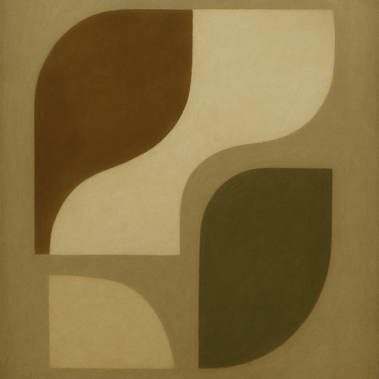 Minimalist Asymmetrical Balance in Raw Umber No. 9 Oil Painting 100% Hand Painted Oil on Belgian Linen Canvas, Original Fine Art Wall Decor