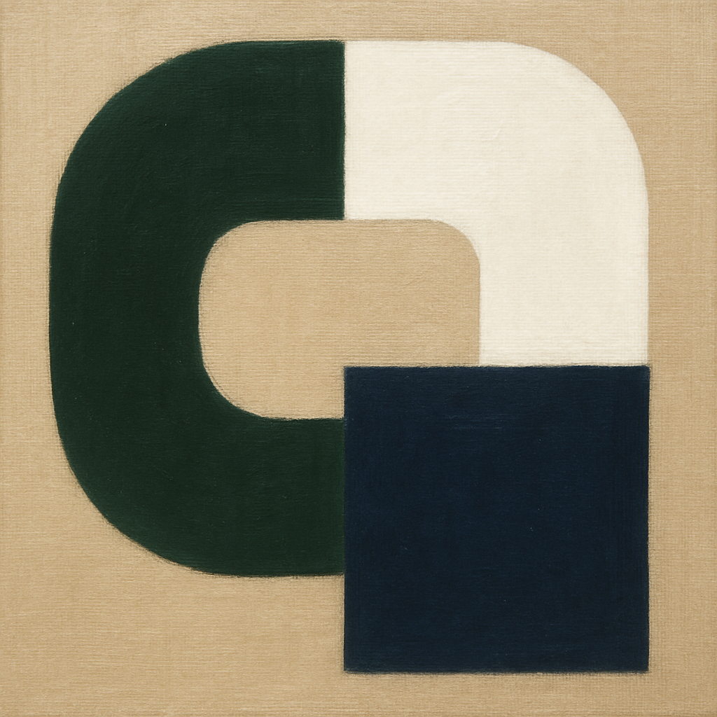 Forest Emerald & Chalk Interlock No. 6 - Modern Fine Art Oil Painting - View 1