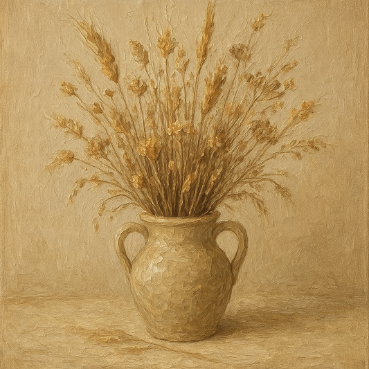 Wild Meadow Botanicals in Neutral Ceramic Oil Painting - 100% Hand-Painted Master Oil Painting