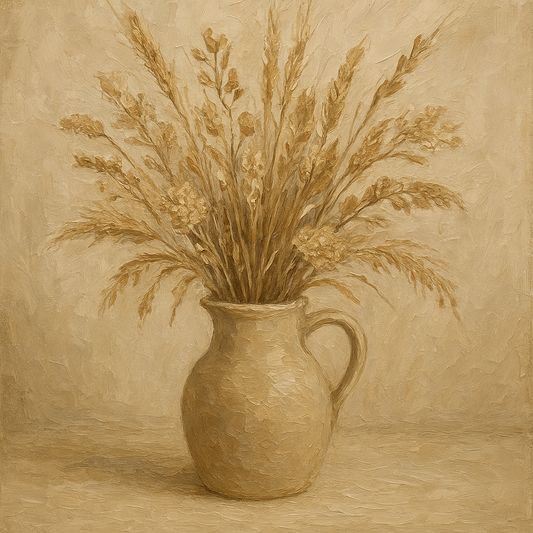 Wild Meadow Botanicals in Neutral Ceramic No. 2 Oil Painting - 100% Hand-Painted Master Oil Painting