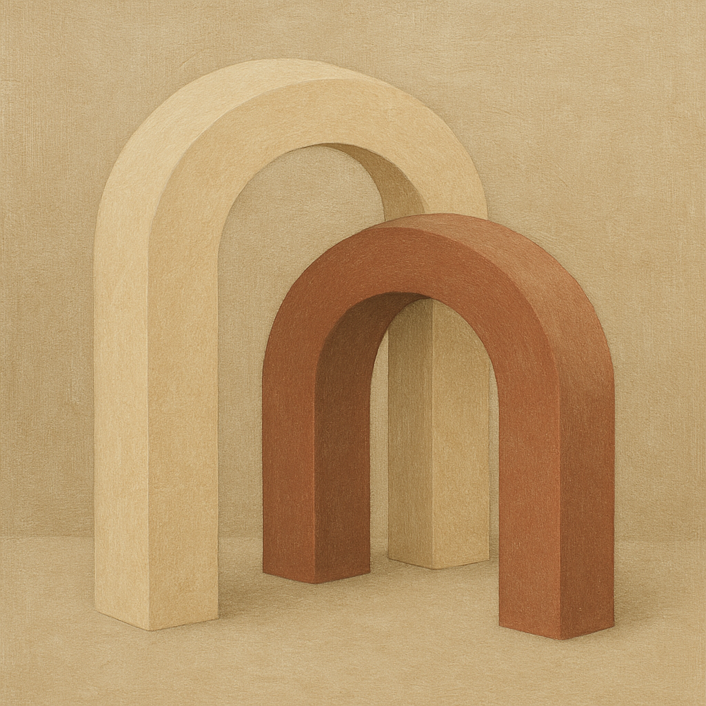 Minimalist Japandi Archways No. 10 - Modern Fine Art Oil Painting - View 1