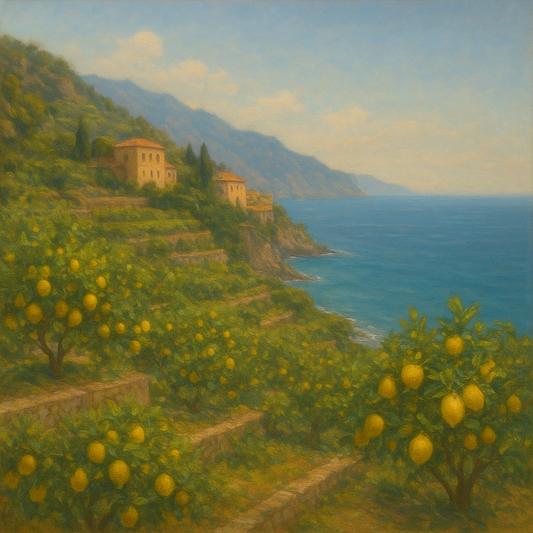 Italian Amalfi Coastline Terraces & Lemon Grove No. 4 Oil Painting - View 1