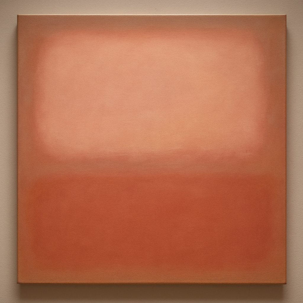 Blush Rose & Dusky Terracotta Ambient Glow No. 28 Oil Painting 100% Hand Painted Oil on Belgian Linen Canvas, Original Fine Art Wall Decor
