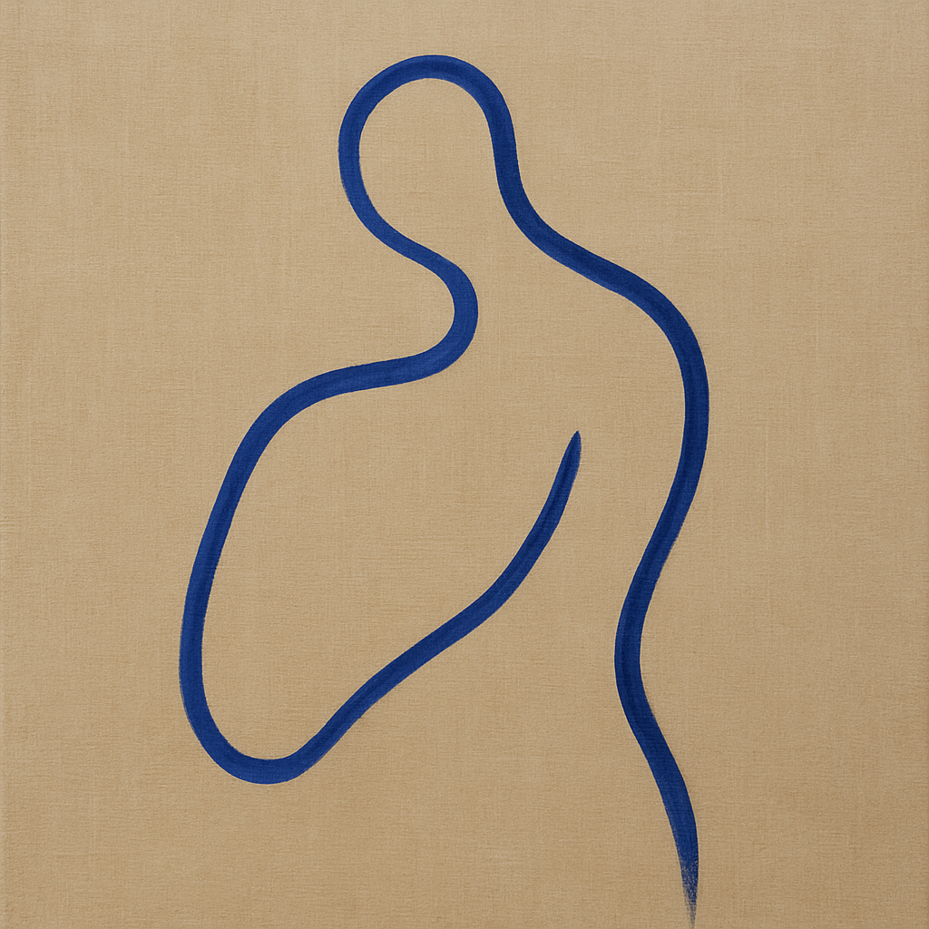Cobalt Blue & Pale Oat Contour No. 8 - Modern Fine Art Oil Painting - View 1
