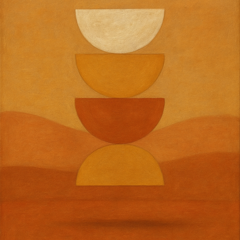 Stacked Semicircle Totem in Desert Warmth No. 3 Fine Art Oil Painting - View 1