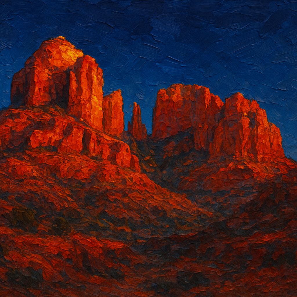 Sedona Red Rock Canyon Landscape Oil Painting - View 1