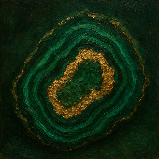 Forest Malachite & Gilded Geode No. 5 Oil Painting - 100% Hand-Painted Master Oil Painting