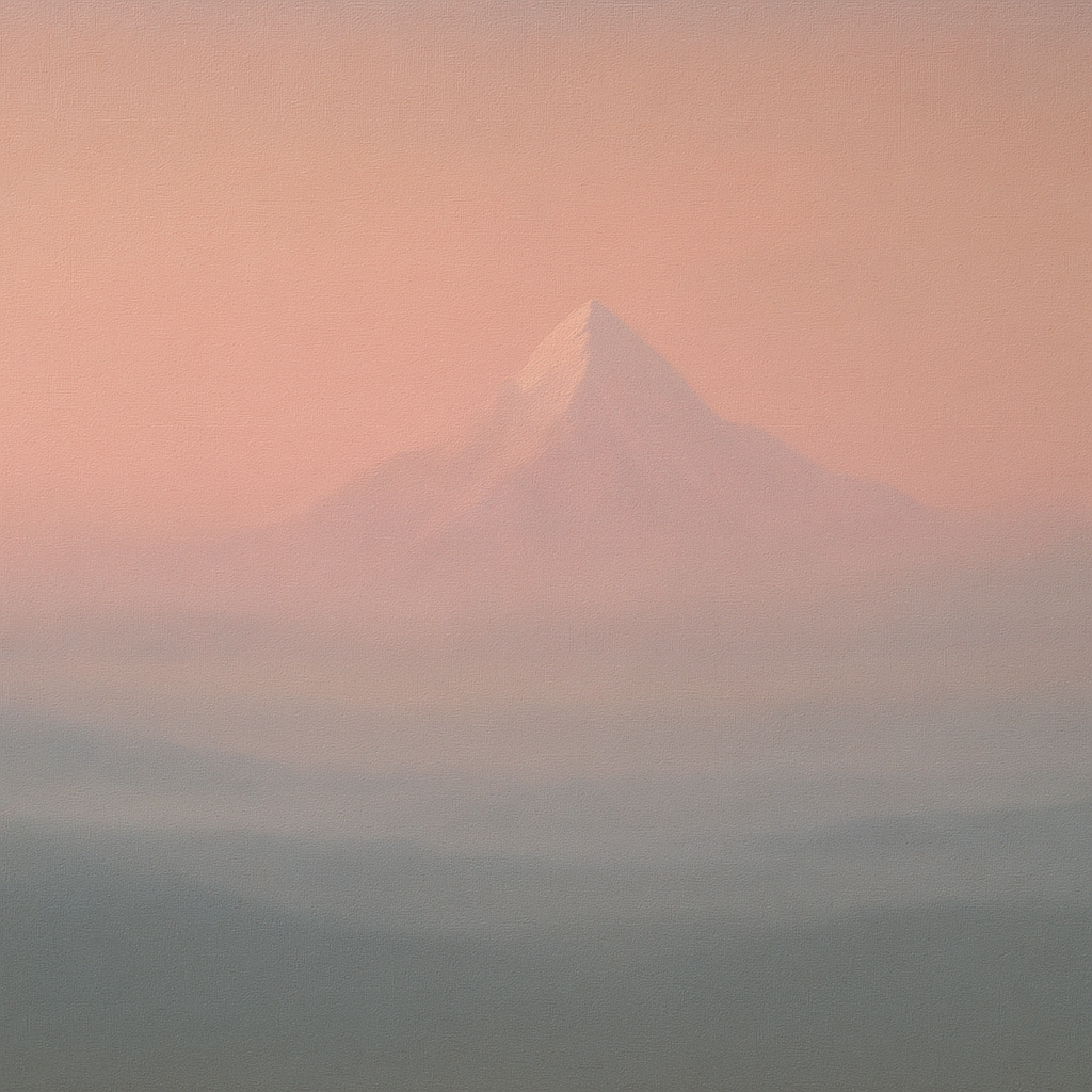 Pale Alpenglow over Distant Glacial Peak No. 5 Oil Painting - View 1