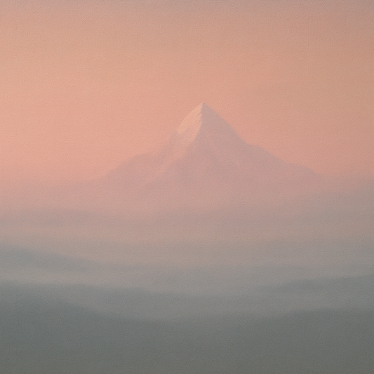 Pale Alpenglow over Distant Glacial Peak No. 5 Oil Painting - View 1