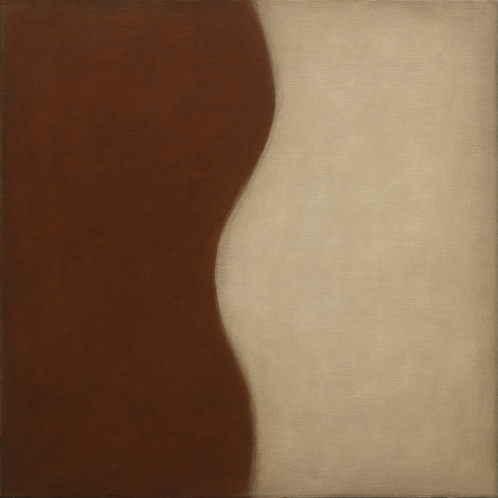Burnt Umber & Greige Duet No. 7 - Modern Fine Art Oil Painting - View 1