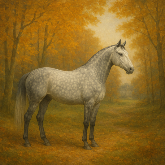 Dappled Grey Hunter in Autumn Woodland No. 19 Oil Painting - View 1