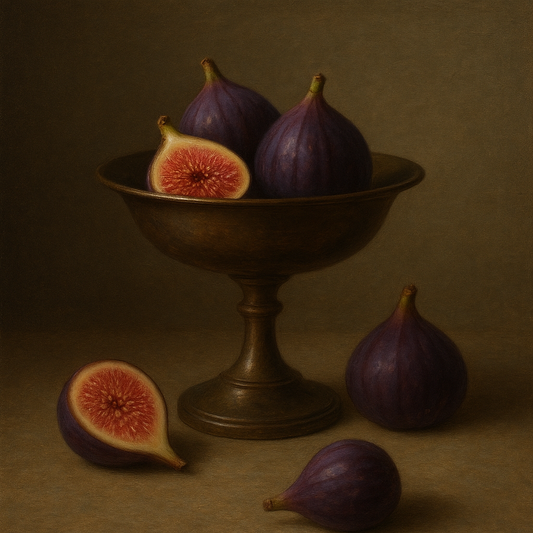 Ripe Figs & Bronze Compote Still Life No. 4 Oil Painting 100% Hand Painted Oil on Belgian Linen Canvas, Original Fine Art Wall Decor
